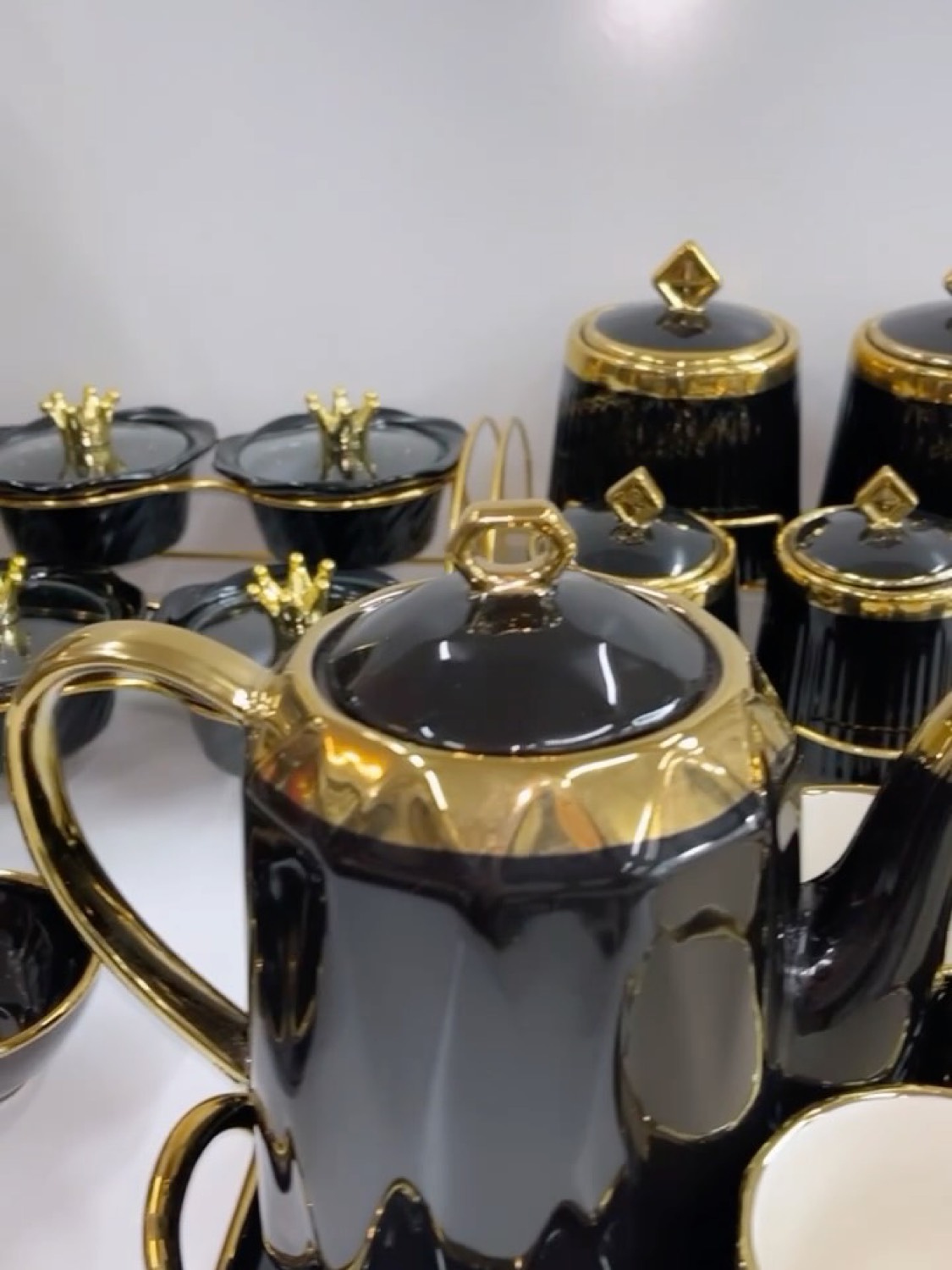 Ceramic tea set with tray, alternate view