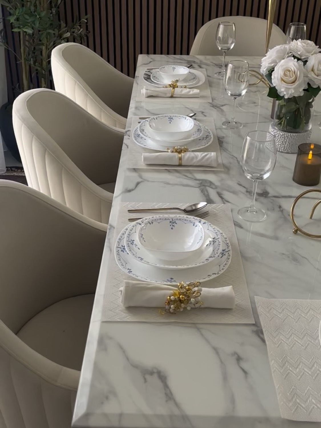 Dish set for six people with plates and bowls