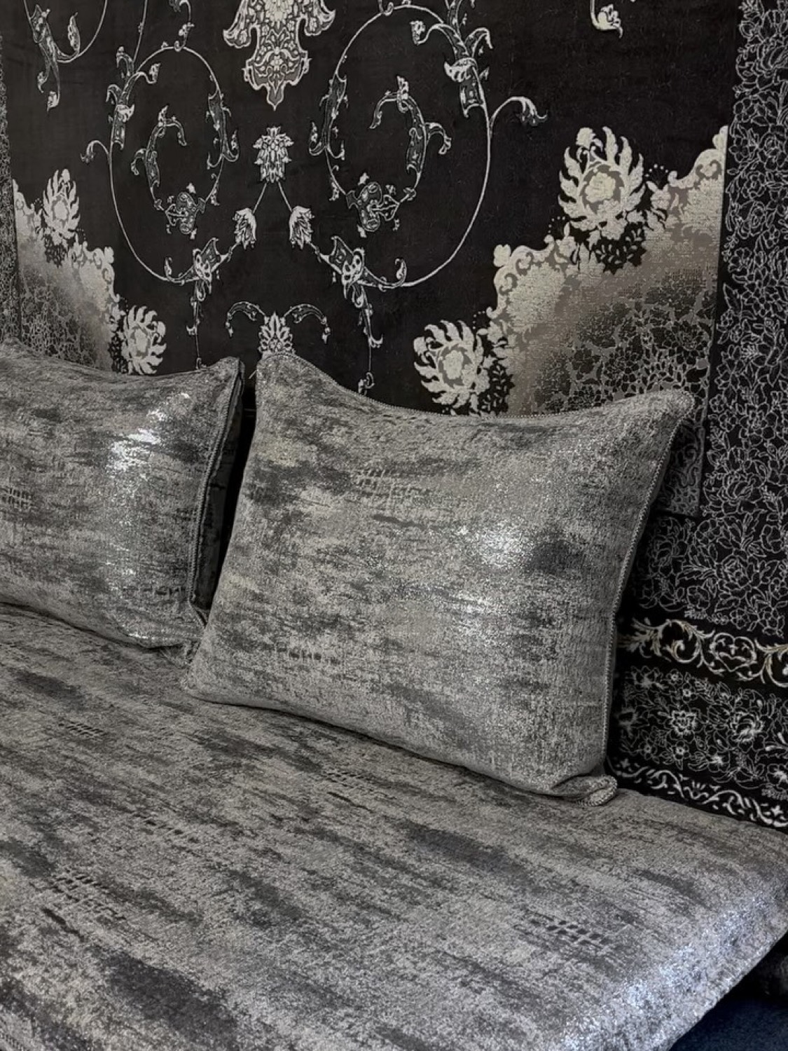 Toshak floor seating set with matching Persian rug